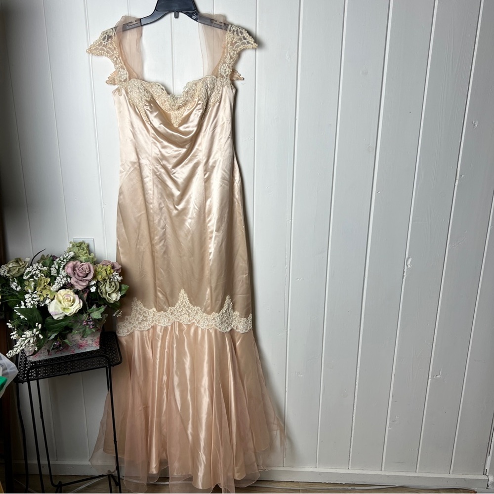 Rare Vintage Satin and Lace Gown - Picture 3 of 14